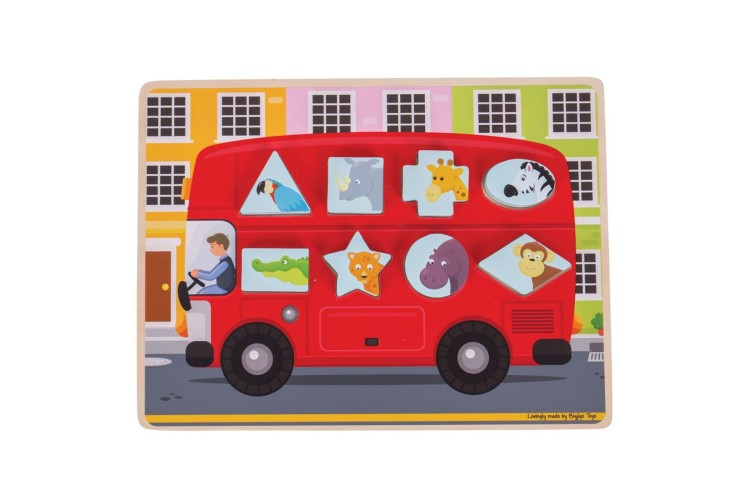 Bigjigs Red Bus Wooden Tray Puzzle