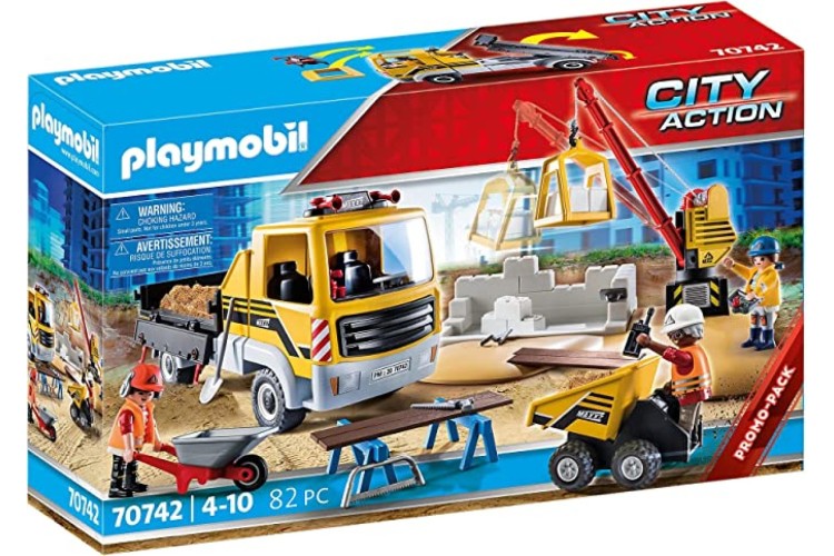 Playmobil Construction Site with Flatbed Truck (70742)