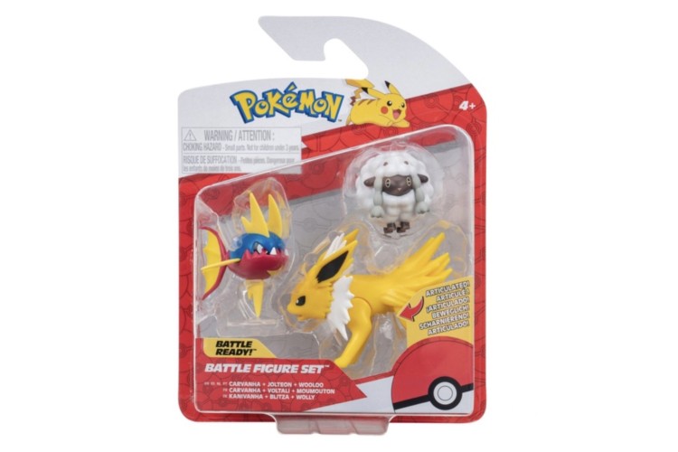 Pokémon Battle Figure Set Carvanha, Jolteon and Wooloo