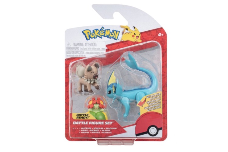 Pokémon Battle Figure Set Vaporeon, Rockruff and Bellossom