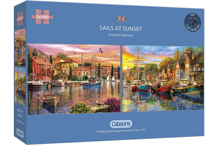 Gibsons SAILS AT SUNSET 2 X 500PC Jigsaw puzzles 
