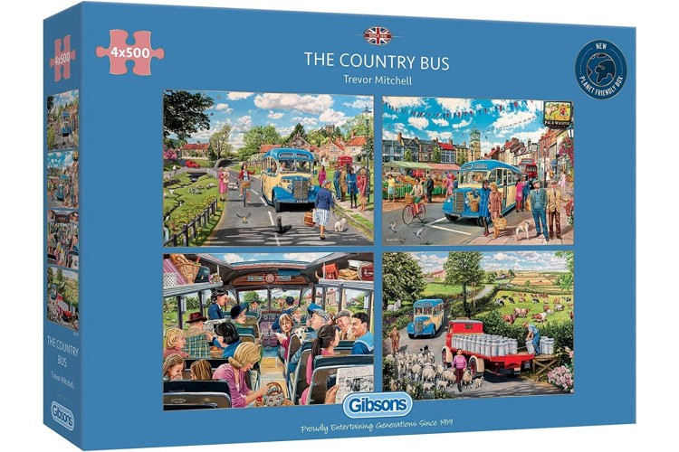 Gibsons The Country Bus 4 X 500 piece Jigsaw puzzles 